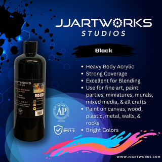 Black Acrylic Paint, 500ml Bottle, Heavy Body